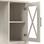 Farmhouse L-Shaped Desk with Storage Cabinets