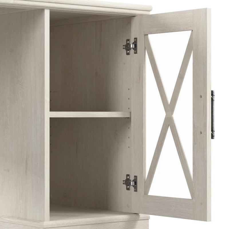 Farmhouse L-Shaped Desk with Storage Cabinets
