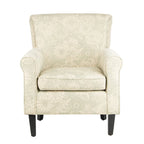 Grey Upholstered Club Chair with Black Wood Legs