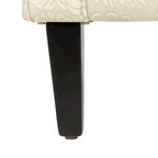 Grey Upholstered Club Chair with Black Wood Legs