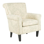 Grey Upholstered Club Chair with Black Wood Legs