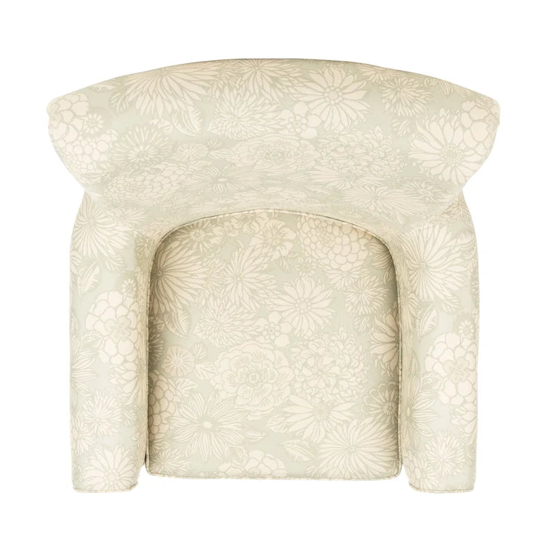 Grey Upholstered Club Chair with Black Wood Legs