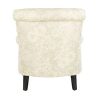 Grey Upholstered Club Chair with Black Wood Legs