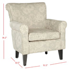 Grey Upholstered Club Chair with Black Wood Legs
