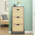 Rattan Shoe Cabinet for Entryway with Flip Drawers