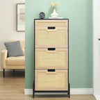 Rattan Shoe Cabinet for Entryway with Flip Drawers