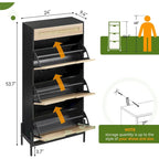 Rattan Shoe Cabinet for Entryway with Flip Drawers