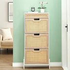 Rattan Shoe Cabinet for Entryway with Flip Drawers