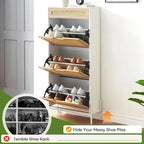 Rattan Shoe Cabinet for Entryway with Flip Drawers