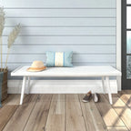 Mid Century Double Wood Entryway Bench - 56.3 L x 16.5 W x 17.5 H
