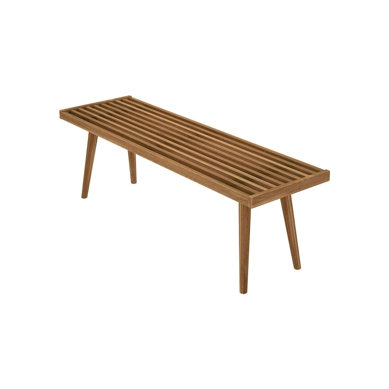Mid Century Double Wood Entryway Bench - 56.3 L x 16.5 W x 17.5 H