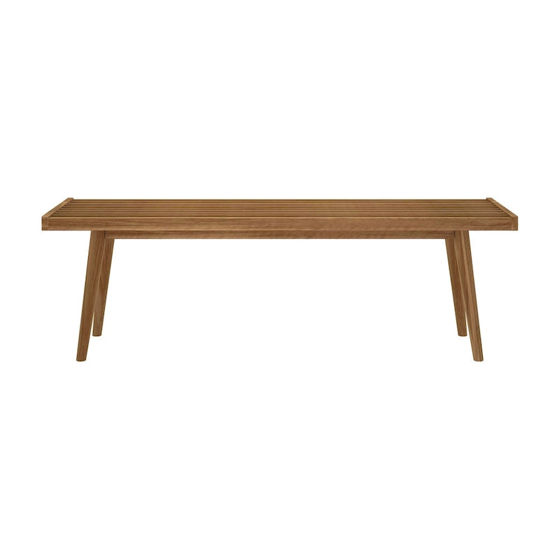 Mid Century Double Wood Entryway Bench - 56.3 L x 16.5 W x 17.5 H