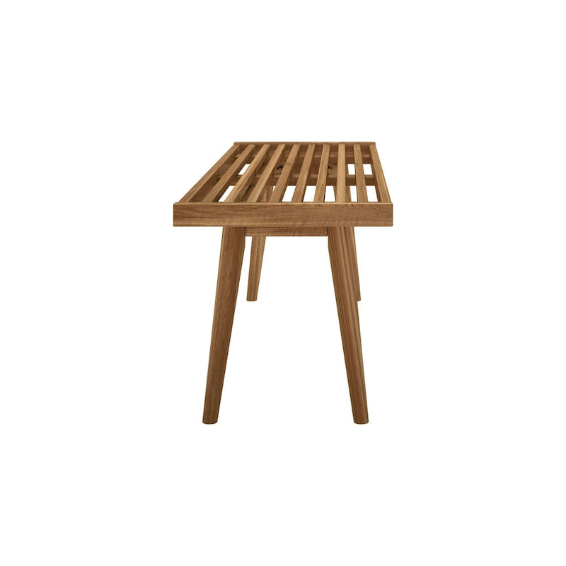 Mid Century Double Wood Entryway Bench - 56.3 L x 16.5 W x 17.5 H