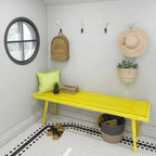 Mid Century Double Wood Entryway Bench - 56.3 L x 16.5 W x 17.5 H