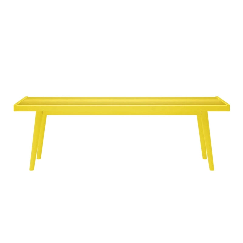 Mid Century Double Wood Entryway Bench - 56.3 L x 16.5 W x 17.5 H
