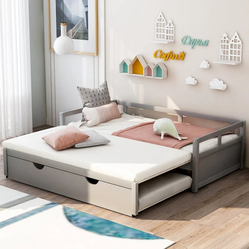 Cama de dia extensível com cama auxiliar