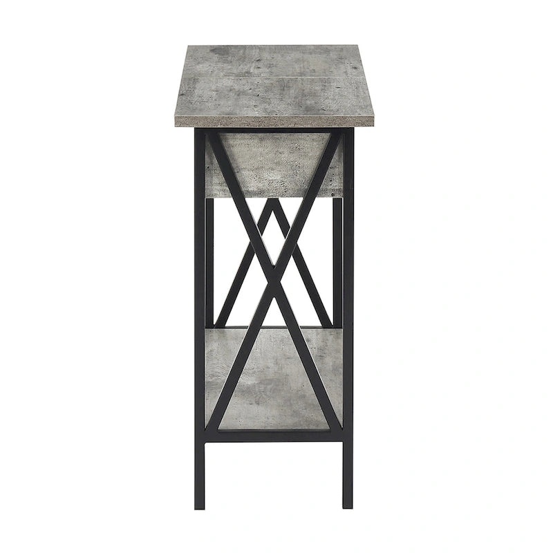Flip Top End Table with Charging Station and Shelf