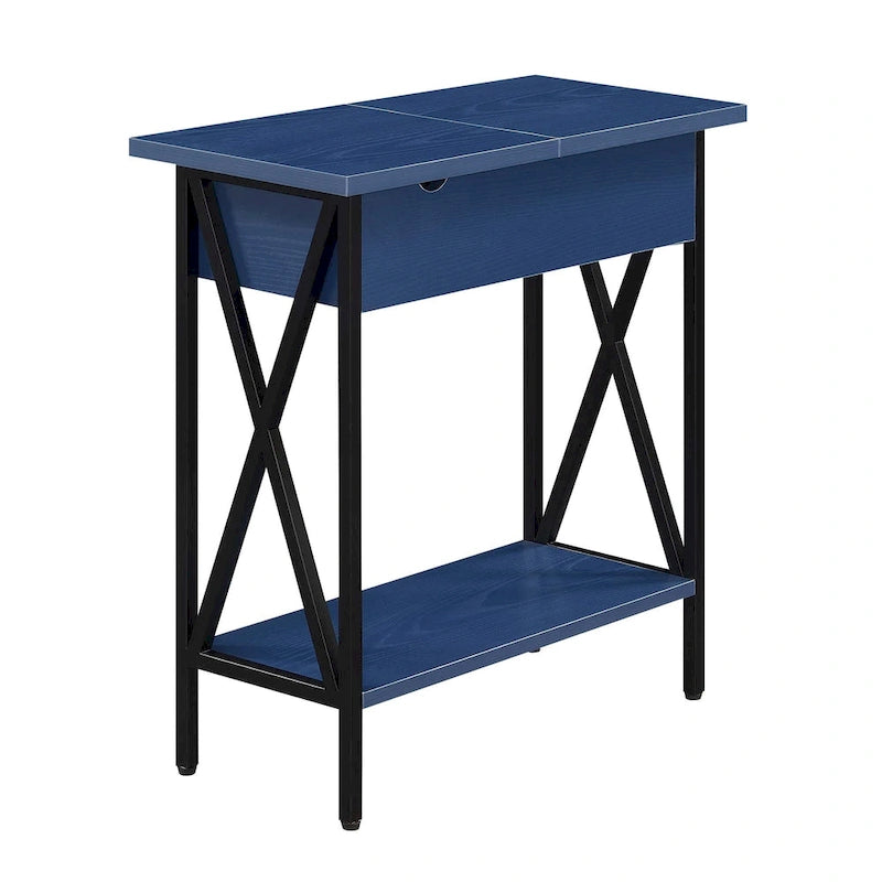 Table d'appoint à plateau relevable avec station de recharge et étagère