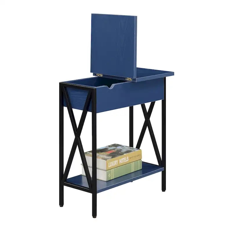 Table d'appoint à plateau relevable avec station de recharge et étagère