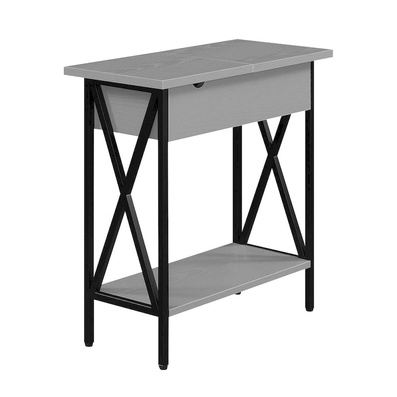 Table d'appoint à plateau relevable avec station de recharge et étagère