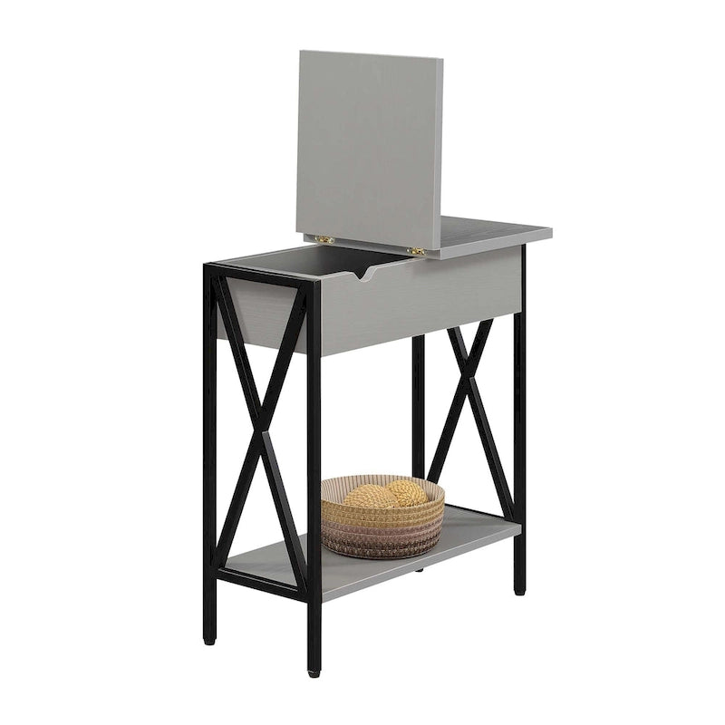 Table d'appoint à plateau relevable avec station de recharge et étagère