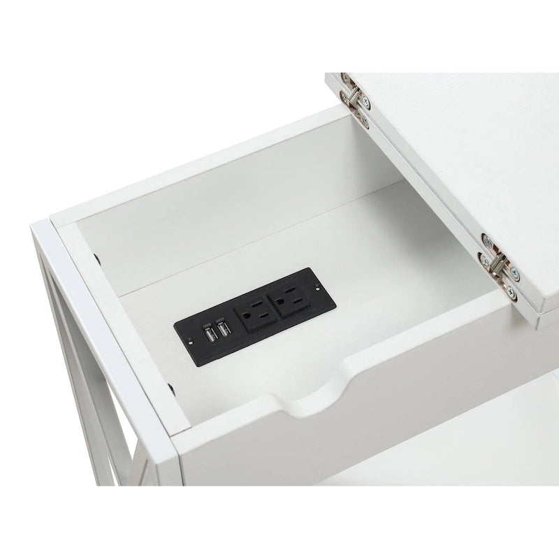 Table d'appoint à plateau relevable avec station de recharge et étagère