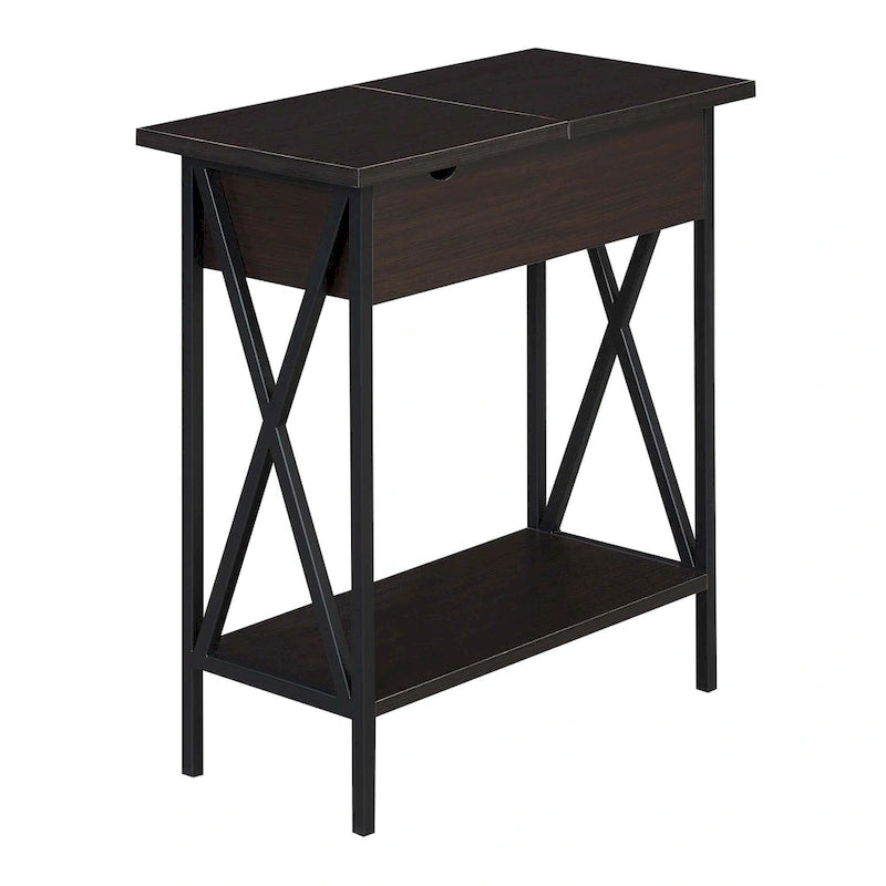 Table d'appoint à plateau relevable avec station de recharge et étagère
