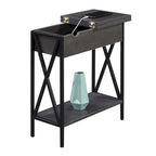 Table d'appoint à plateau relevable avec station de recharge et étagère