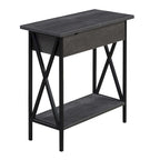 Table d'appoint à plateau relevable avec station de recharge et étagère