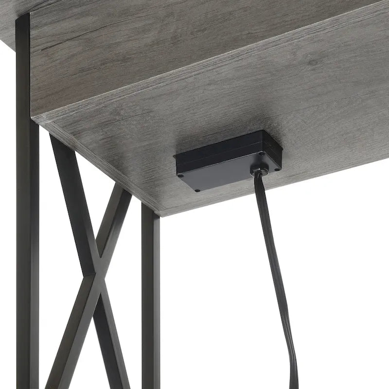 Table d'appoint à plateau relevable avec station de recharge et étagère