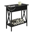 Table d'appoint à plateau relevable avec station de recharge et étagère