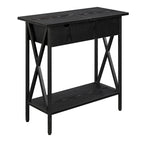 Table d'appoint à plateau relevable avec station de recharge et étagère