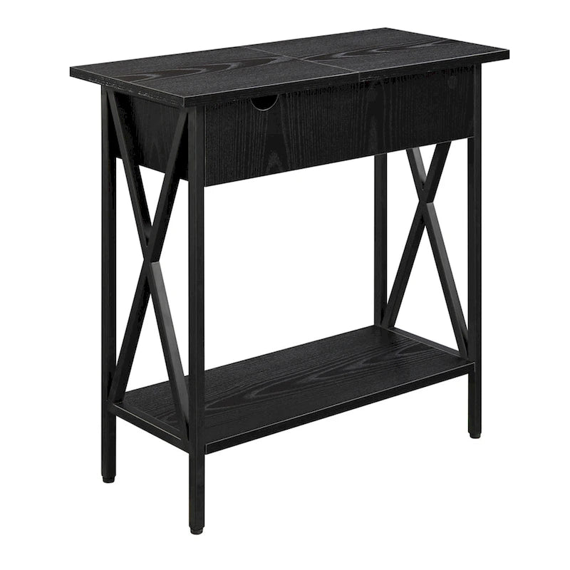 Table d'appoint à plateau relevable avec station de recharge et étagère