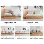 Beige Cotton Linen Sofa with Wood Frame and Storage