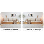 Beige Cotton Linen Sofa with Wood Frame and Storage