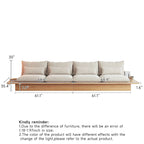 Beige Cotton Linen Sofa with Wood Frame and Storage