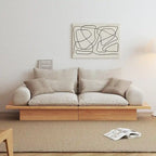 Beige Cotton Linen Sofa with Wood Frame and Storage