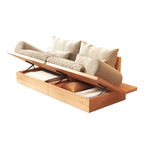 Beige Cotton Linen Sofa with Wood Frame and Storage