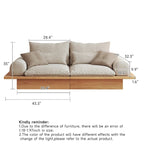 Beige Cotton Linen Sofa with Wood Frame and Storage