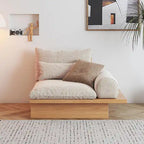 Beige Cotton Linen Sofa with Wood Frame and Storage
