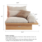 Beige Cotton Linen Sofa with Wood Frame and Storage