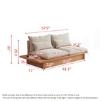 Beige Cotton Linen Sofa with Wood Frame and Storage