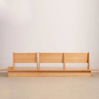Beige Cotton Linen Sofa with Wood Frame and Storage