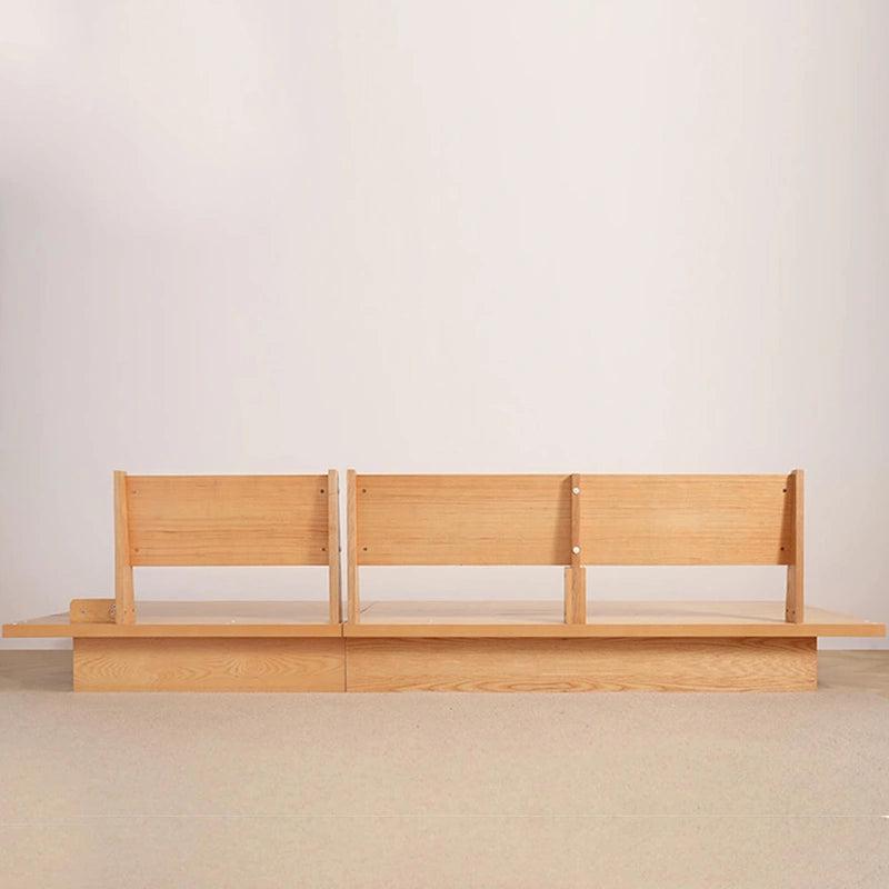 Beige Cotton Linen Sofa with Wood Frame and Storage