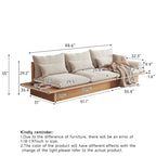 Beige Cotton Linen Sofa with Wood Frame and Storage
