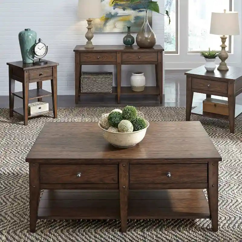 Sofa Table Rustic Brown Oak Accent