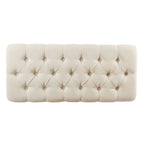 Button Tufted Storage Bench with Walnut Legs Cream Fabric