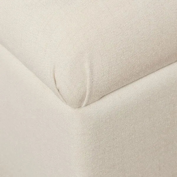 Button Tufted Storage Bench with Walnut Legs Cream Fabric