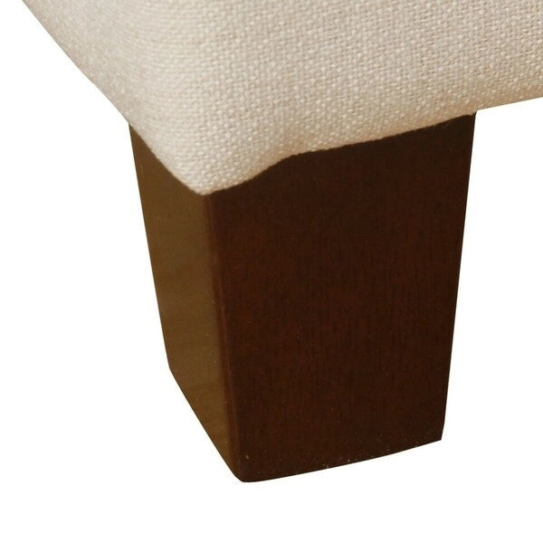 Button Tufted Storage Bench with Walnut Legs Cream Fabric