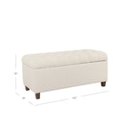 Button Tufted Storage Bench with Walnut Legs Cream Fabric